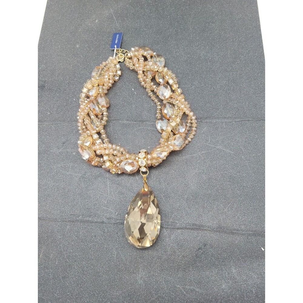 Champagne Sparkle Statement Necklace New Persimmon Choker Beige Prom Wedding